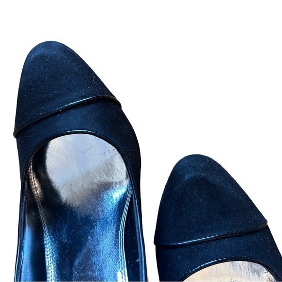 WHBM Black Suede 3”Wedge Heels Size 8 - Picture 4 of 5